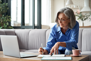 woman working at desk